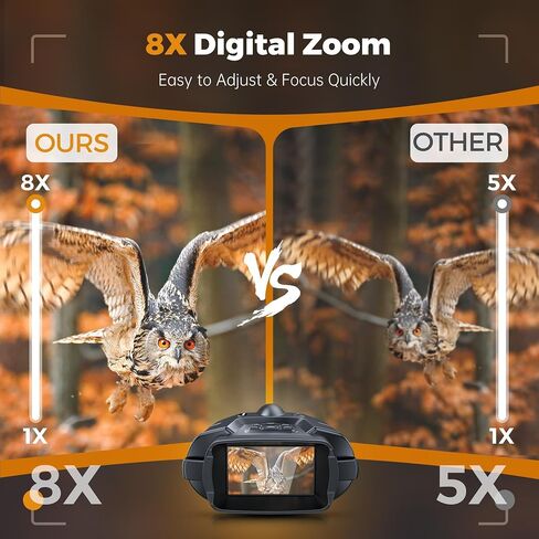 4K Night Vision Binoculars 32GB Infrared Night Vision Goggles 3" Large Screen 8X Digital Zoom Tactical Light for Camping Hunting in Saudi Arabia