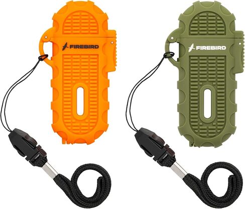 Firebird Ascent Torch Lighter 2-Pack – Single Jet Flame, Wind & Water Resistant, Glowing Coil Ignition, Fuel Window, Detachable Lanyard, Compact Refillable Butane Lighter (Orange + Green) in Saudi Arabia