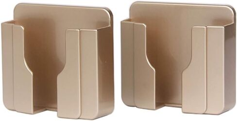 Wall Mount 3M Adhesive Mobile Phone Wall Charger Holder and Remote Control Stand Multipurpose Storage Box (Gold 2 Pack) in Kuwait