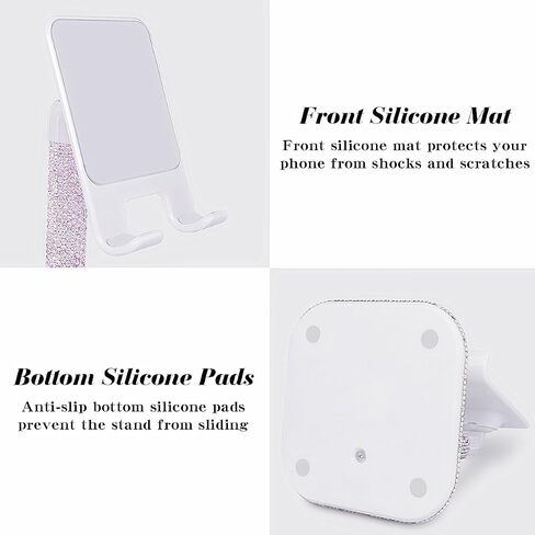 Bling Cell Phone Stand for Desk,Glitter Rhinestone Angle Adjustable Phone Holder,Crystal Desktop Holder Compatible with iPhone 16 Pro Max 15 Plus 14 13 12 11 and Samsung,All Phones(White) in Saudi Arabia