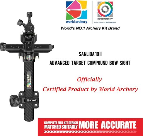 Sanlida Archery Hero10 II Advanced Target Compound Sight Without Scope, 9" Carbon Bar Crafted from Precision CNC-machined 6061 Aluminum for Target Archery in Saudi Arabia