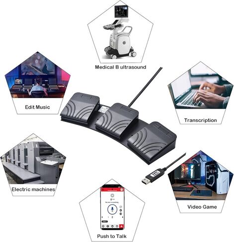 Powboro USB القدم التبديل الثلاثي 3 دواسة التحكم برنامج مخصص جهاز الكمبيوتر لوحة المفاتيح خريطة الوسائط المتعددة مفتاح الكهروضوئية البصرية التبديل النسخ HID لألعاب فيديو الكمبيوتر، اضغط للتحدث in Kuwait