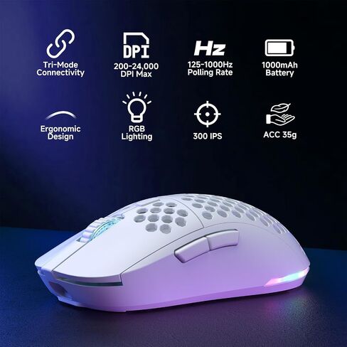 مجموعة لوحة مفاتيح وماوس لاسلكية للألعاب من DIERYA، DK63 & M1 60% لوحة مفاتيح RGB صغيرة مع مفاتيح زرقاء وماوس خفيف الوزن 24000 نقطة في البوصة | الوضع الثلاثي (BT/2.4G/USB) | ار جي بي | لأجهزة الكمبيوتر الشخصية وأجهزة ماك واللاعبين والطابعين - أبيض in Kuwait