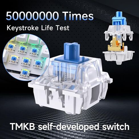 مجموعة لوحة مفاتيح وماوس لاسلكية للألعاب من DIERYA، DK63 & M1 60% لوحة مفاتيح RGB صغيرة مع مفاتيح زرقاء وماوس خفيف الوزن 24000 نقطة في البوصة | الوضع الثلاثي (BT/2.4G/USB) | ار جي بي | لأجهزة الكمبيوتر الشخصية وأجهزة ماك واللاعبين والطابعين - أبيض in Kuwait