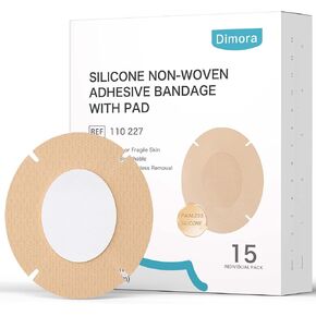Dimora Silicone Non-Woven Adhesive Bandage with Absorbent Pad, Large 3" x 4" Sterile Dressing, Hypoallergenic Latex-Free, Breathable Silicone Bandages for Sensitive Skin & Adhesive Allergy, 15 Count in Saudi Arabia