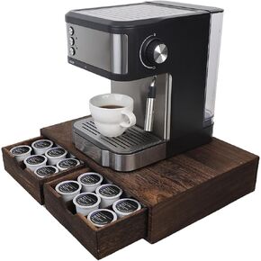 HTB K Cup Holder Compatible Coffee Pod Storage Drawer, Wood Brown in Kuwait