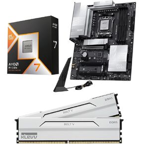 Micro Center CPU Motherboard Memory Combo: AMD Ryzen 7 9800X3D CPU Processor + MSI PRO X870E-P WiFi Motherboard + KLEVV Bolt V DDR5 32GB (2x16GB) 6000MHz CL30 Desktop Ram Memory White in Kuwait