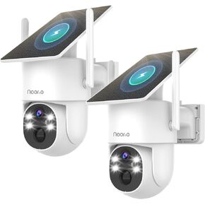 Noorio 2K Solar Security Camera Wireless Outdoor, 360° Pan/Tilt Camera with Dual-Band WiFi 2.4/5G, Fixed Solar Panel, AI Human Detection, Color Night Vision, 4MP, IP65 Weatherproof, 2-Way Audio 2 Pack in Saudi Arabia