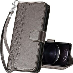 for iPhone 13 Pro Wallet case, Gray Flower in Saudi Arabia