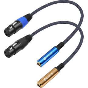 2-Pack XLR Female to 1/4" TRS Stereo Adapter Cable, Balanced 3-Pin Interconnect, 30 cm (1 ft), Durable Nylon Braided Jacket with Color-Coded Gold & Blue Connectors in Saudi Arabia