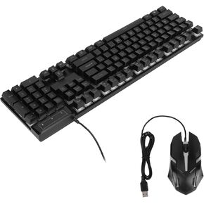 Gaming Keyboard and Mouse Combo, 104 Keys LED Backlit Ergonomic Keyboard, Quick Response with Floating Keycap, Ideal for Work & Gaming Experience (d500 Word Transparent Black Suit) in Saudi Arabia