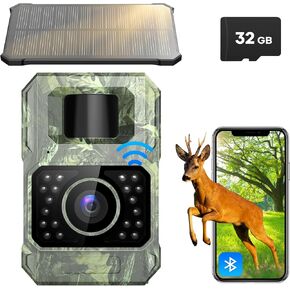 Assark Solar Trail Camera 48MP 30FPS, WiFi Bluetooth Game Camera with Motion Activated 0.2s Trigger, Night Vision Motion Activated IP66 Waterproof for Wildlife Scouting with 32GB Micro SD Card in Saudi Arabia
