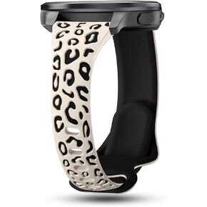 Leopard Engraved Slim Silicone Watch Bands Compatible with Garmin Venu 3s/Venu 4 41mm/Vivoactive 4s/ Venu 2s/ Vivomove 3s /Forerunner 255S/265S, 18mm Cute Thin Soft Strap Wristband for Women Men in Saudi Arabia