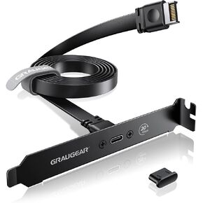 GRAUGEAR PC Motherboard USB-C Front Panel Adapter Cable, 20Gbps USB Type-C Header Extension Cable, USB C to USB3.2 Gen2x2 Type-E Key-A 20-Pin Connector with PCI Bracket, 23.6"/60cm in Kuwait