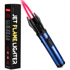 Torch Lighter, Windproof Jet Flame | Adjustable Red/Blue Flame | Safety Lock | Refillable Butane Lighter for Camping, Candles, BBQ, Outdoor Activities – Men Gifts (Butane Not Included)-Red in Saudi Arabia