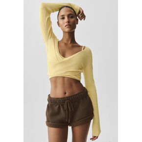 Alo Yoga Sweater Knit Crossover Long Sleeve - Warm Butter in Kuwait