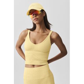 Alo Yoga Seamless Ribbed V-Neck Favorite Bra Tank - Warm Butter in Saudi Arabia