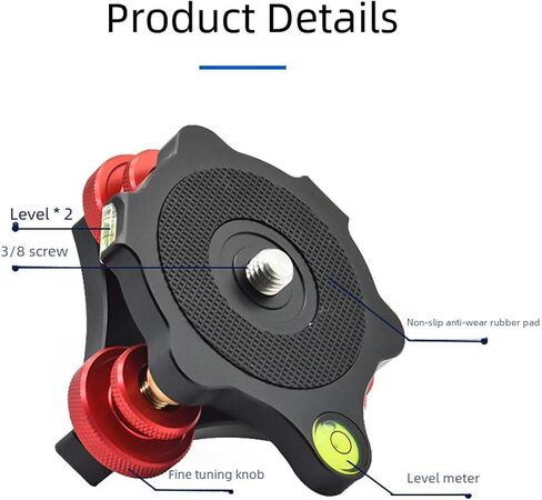 Tripod Leveling Base Camera Leveler Tripod Head Panoramic Head Aluminum Alloy with Bubble Level Precision Adjustment Suitable for Professional in Saudi Arabia