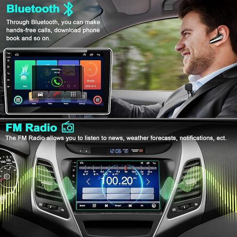 【4+64G】Android Car Radio for Hyundai Elantra 2014 2015 2016, 9"HD Touch Screen Car Stereo with Wireless Carplay&Android Auto, GPS /WiFi/Bluetooth 5.2/Backup Camera+MIC/DSP/HiFi/FM Radio/EQ/Mirror Link in Saudi Arabia