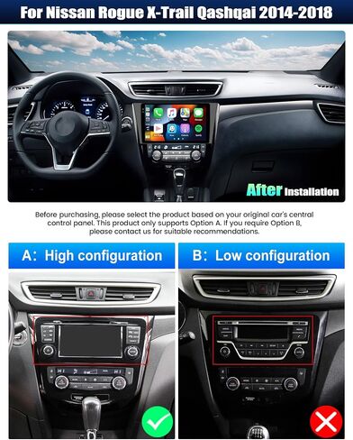 [4+128GB] Android 15 Car Radio Stereo for Nissan Rogue X-Trail Qashqai 2014-2018 with Wireless CarPlay Android Auto,10.1" Screen Car Radio with Bluetooth GPS WiFi FM/RDS DSP EQ SWC Backup Camera in Kuwait