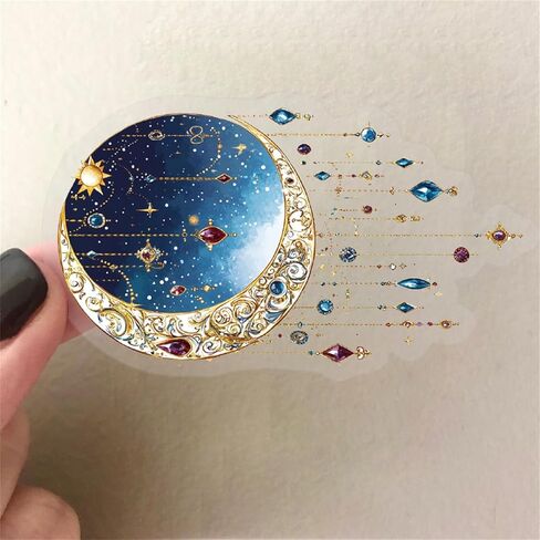 100PCS Cute Magic Moon Transparent Stickers Pack,Magical Witchcraft Sticker with Crystals,Witches,Owls, Potions,Cauldrons,Waterproof Vinyl PET Dreamcatcher Stickers for Scrapbook Party Favors in Saudi Arabia
