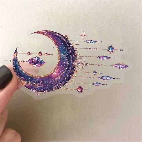 100PCS Cute Magic Moon Transparent Stickers Pack,Magical Witchcraft Sticker with Crystals,Witches,Owls, Potions,Cauldrons,Waterproof Vinyl PET Dreamcatcher Stickers for Scrapbook Party Favors in Saudi Arabia