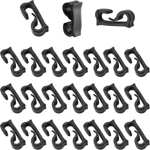 24PCS Elastic Rope Double Hook Buckle Locks Plastic Camping Tent Rope Clips Outdoor Hiking Backpack Hooks Camping Backpack Tactical Gear Accessories Webbing Organizing And Securing Buckles Black in Saudi Arabia