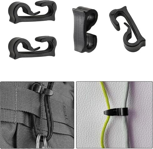 24PCS Elastic Rope Double Hook Buckle Locks Plastic Camping Tent Rope Clips Outdoor Hiking Backpack Hooks Camping Backpack Tactical Gear Accessories Webbing Organizing And Securing Buckles Black in Saudi Arabia