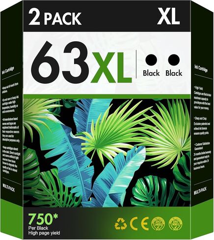 63XL Black Ink Cartridges Replacement for HP Ink 63 Black Ink Cartridges in Kuwait
