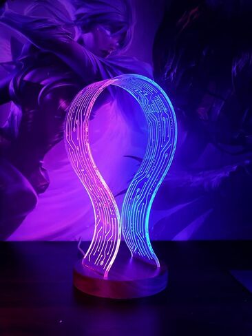 YuanDian Headphone Stand, Walnut Wood Headset Holder with Blue Pink LED Night Light for Gamers, Men, and Music Lovers - Perfect Desk Gift Idea in Saudi Arabia