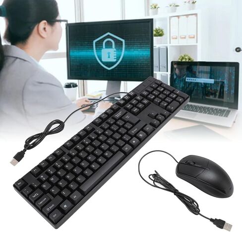 Wired Keyboard Mouse Set Keyboard and Mouse Combo for Computer USB Ergonomic 104 Keys Comfortable Grip Mouses for Game Business in Saudi Arabia