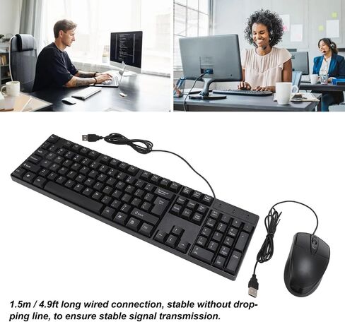 Wired Keyboard Mouse Set Keyboard and Mouse Combo for Computer USB Ergonomic 104 Keys Comfortable Grip Mouses for Game Business in Saudi Arabia