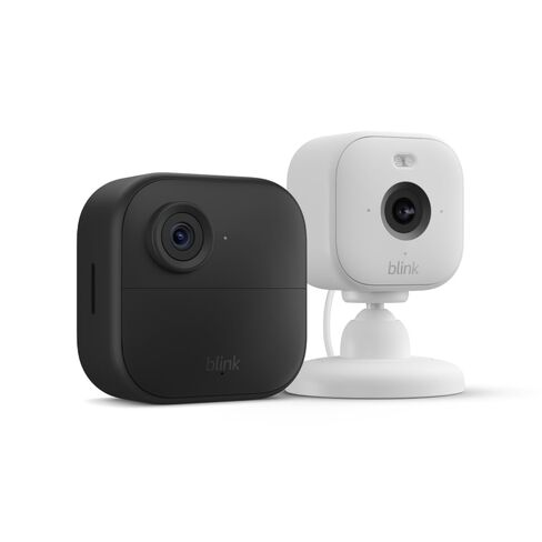 Blink Outdoor 4 + Blink Mini 2 — Smart security cameras, two-way talk, HD live view, motion detection, set up in minutes, Works with Alexa — 1 camera system + Mini 2 (White) in Saudi Arabia