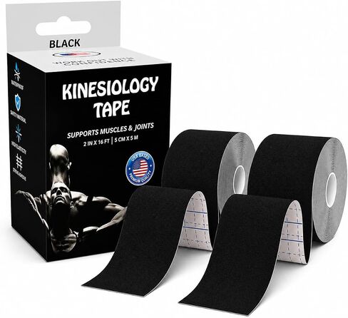 JLB Kinesiology Tape Roll, 2 Rolls 16ft – Waterproof KT Sports Tape (Black) in Saudi Arabia