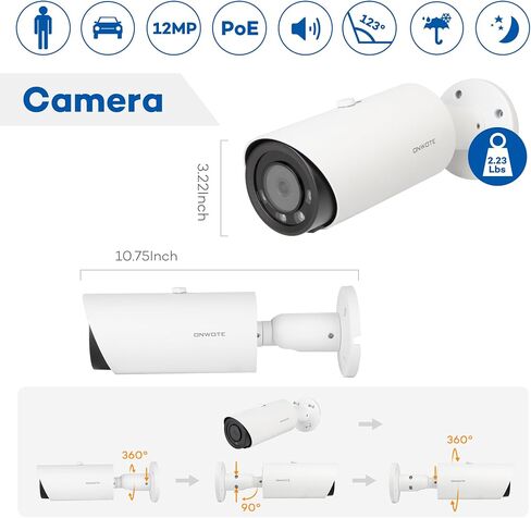 ONWOTE 1 Pcs Add-on 32 Channel 6K 12MP NVR&1 Pcs 6K 12MP Camera in Saudi Arabia