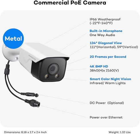 ONWOTE 1 Pcs Add-on 4K 8MP Camera &1 Pcs 4K 8MP Camera in Saudi Arabia