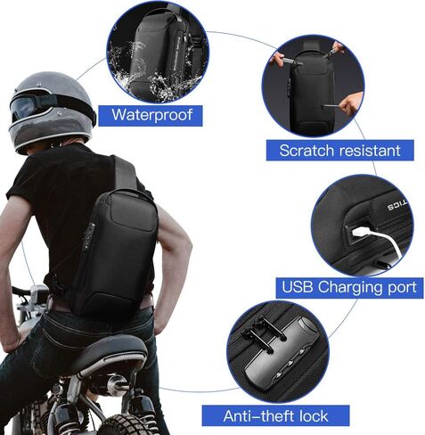 BANGE Sling Bag, Men's Chest Bag Waterproof Shoulder bags Casual Crossbody Sling Backpack with USB Charging Port for Men and Women… in Saudi Arabia