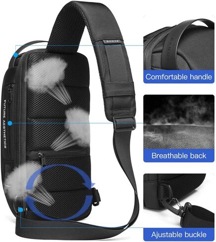 BANGE Sling Bag, Men's Chest Bag Waterproof Shoulder bags Casual Crossbody Sling Backpack with USB Charging Port for Men and Women… in Saudi Arabia