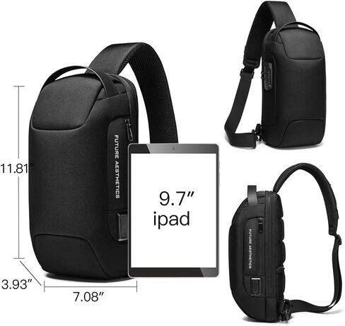 BANGE Sling Bag, Men's Chest Bag Waterproof Shoulder bags Casual Crossbody Sling Backpack with USB Charging Port for Men and Women… in Saudi Arabia
