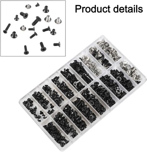 360-Piece Laptop Screw Kit M2 M2.5 for M3 Black Zinc Plated Countersunk Head for Notebook Repair Assorted Sizes 0.08-0.4 Inch in Saudi Arabia