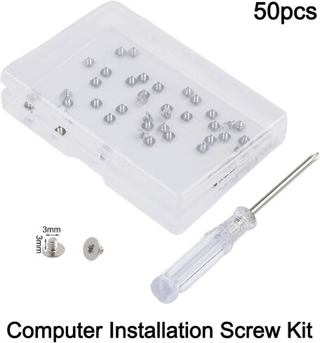 50 Pcs M2x2.5 Flat Head for cross Screws for Computer Installation with Screwdriver, Nickel Plated Carbon Steel Hardware Kit in Storage Box in Saudi Arabia