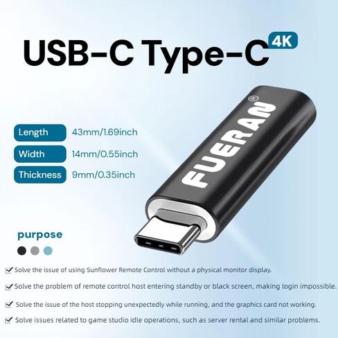 4K 60 هرتز USB-C نوع C محول العرض الافتراضي DDC EDID دمية التوصيل مقطوعة الرأس شبح عرض المحاكي 2K1080P @ 120 هرتز (Type-C/USB-C) in Kuwait