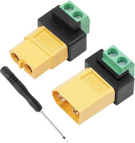 XT60 Connectors Screw Terminal Adapter,XT60 to 2PIN Solderless Terminal Adapter for Solar Panels,Drone, Model Aircraft, Balance Charger(1 Pair) in Saudi Arabia