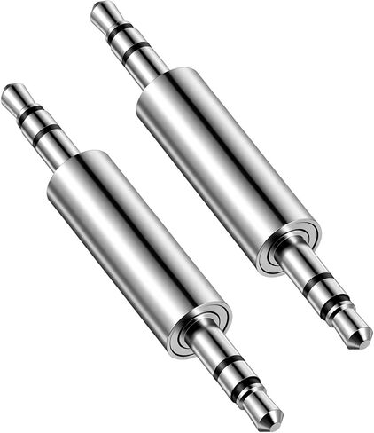 2 Pack 3.5mm Male to Male Audio Adapter 1/8" Stereo Coupler Connector 3.5mm AUX 1/8" TRS Stereo Jack Compatible with for AUX Audio Laptop, Silver in Kuwait