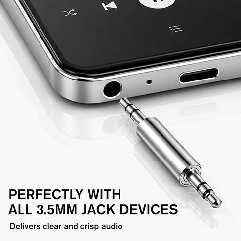 2 Pack 3.5mm Male to Male Audio Adapter 1/8" Stereo Coupler Connector 3.5mm AUX 1/8" TRS Stereo Jack Compatible with for AUX Audio Laptop, Silver in Kuwait