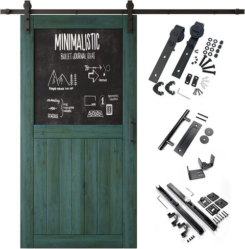 Royal Pine 30x80 in. Sliding Barn Door, Half Chalkboard Design,Assembly Required, Finished Sliding Barn Door, with 5.5 ft Single Door Hardware Kit, Interior Use in Saudi Arabia