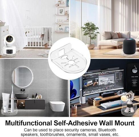 OOTSR 2 Pack Acrylic Wall Mount Bracket for Security Camera, Universal Adhesive Wall Shelves for Baby Monitors Speakers, No Drilling Mounting Tray Indoor, Clear in Saudi Arabia