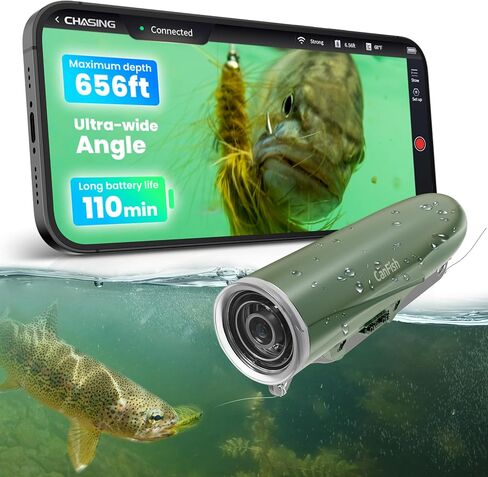 Fishing CamX Fishing Camera/Finder/CanFish, HD 1080P &136°Ultra-Wide-Angle,656FT ROV Waterproof/Motion Sensing/Segmented Intelligent Recording/Wireless Charge/App Compatible(Mint Green) in Saudi Arabia