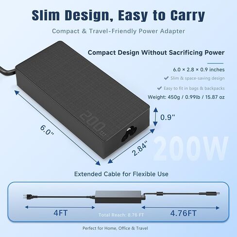 HHZ 200W Laptop Charger Compatible with Asus Zephyrus G16 G14 in Saudi Arabia