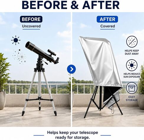 Outdoor Telescope Cover for Bresser Messier AR-80 2010s-Present, Water-Resistant Oxford Fabric with Drawstring, Helps Shield from Dust, Light Rain & Sun Exposure in Kuwait